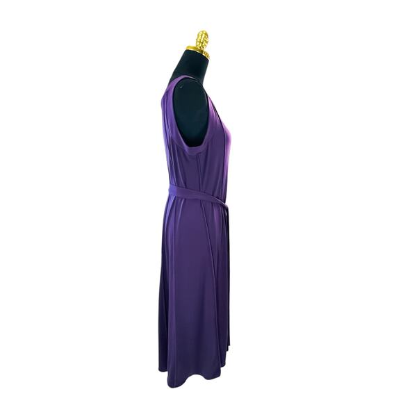 Vior Vior Women's Plum Purple Sleeveless Belted Midi Dress - Size 14 - Picture 3 of 9